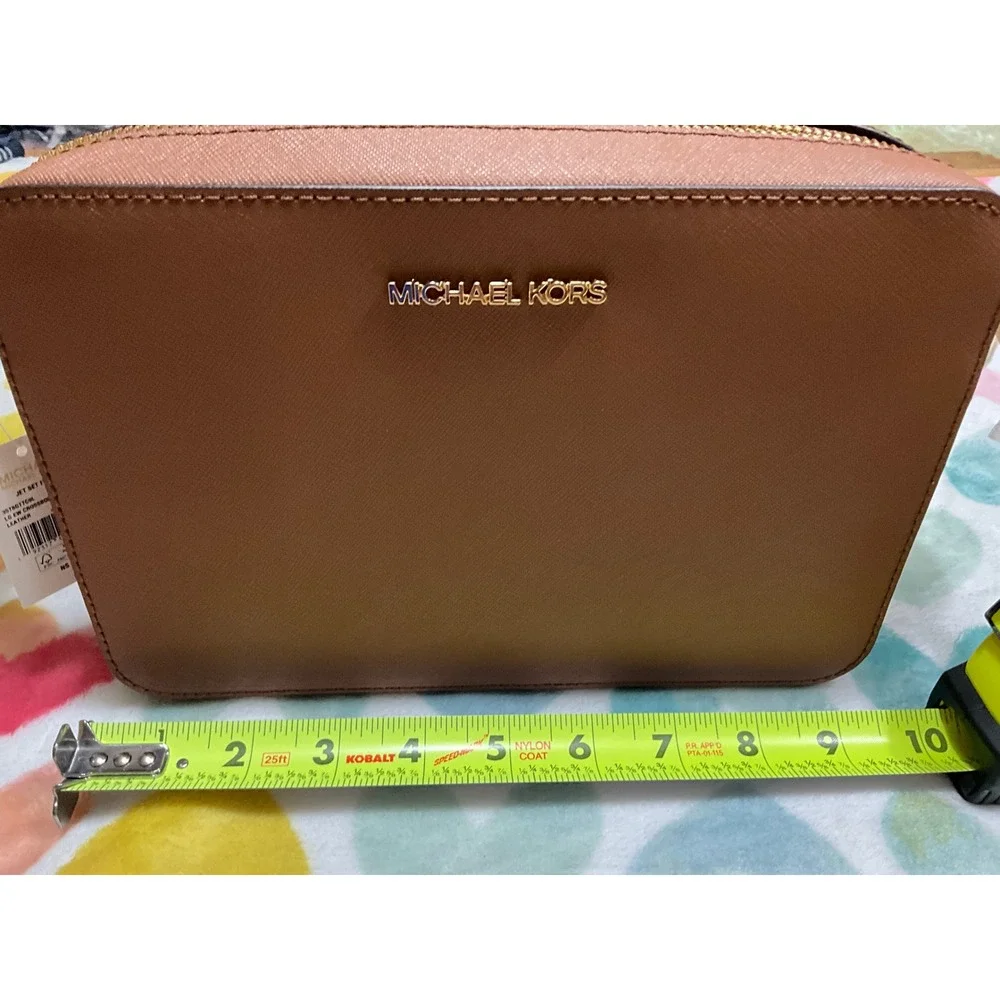 Michael Kors Saffiano Leather Crossbody Bag Pink Gold Hardware
